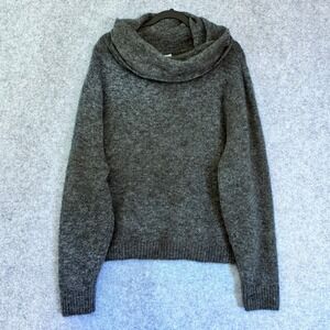 HM Womens Sweater Medium Grey Mohair Wool Blend Cowl Neck Pullover Boxy Cozy